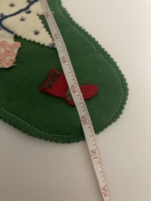 Vintage Christmas Felt Stocking MCM Mid Century Home Made Retro Xmas READ DESC - Thumbnail 10