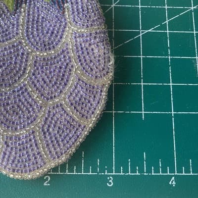 Vintage Beaded Coin Purse Purple Grape Cluster Brunch Kiss Clasp Fruits Kitsch - Thumbnail 5