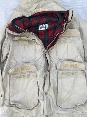 Vintage Woolrich Tan Barn Chore Field Coat Jacket Mens Large Patina Distressed - Thumbnail 8