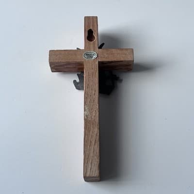 Vintage Wood Guardian Angel Cross Crucifix Wall Hanging Catholic Christianity - Thumbnail 10