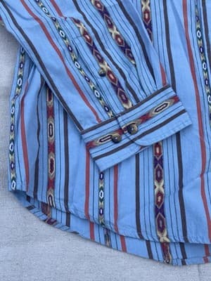 VTG? Territory Ahead Aztex Woven Textile Southwestern Button Up Shirt Mens Large - Thumbnail 9