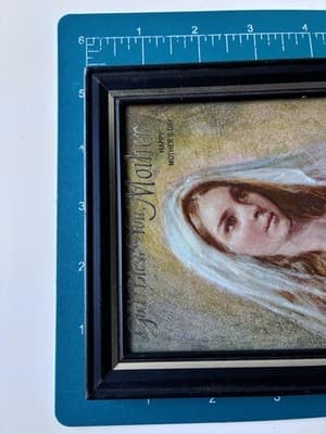 Vintage MCM Framed Catholic Mothers Day Art Print Rosary Holy Mother 1970 5X7 - Thumbnail 6