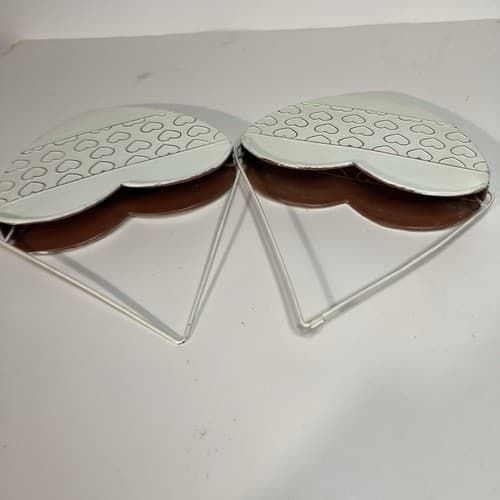 Vintage Heart Shaped Wall Pockets Planters Tin/Metal Cottage Country Core 2pc - Thumbnail 9
