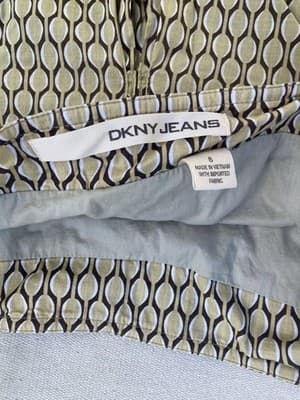 Vintage Y2K Donna Karen New York A Line Skirt Retro Print Eyelet DNKY JEANS SZ 8 - Thumbnail 3