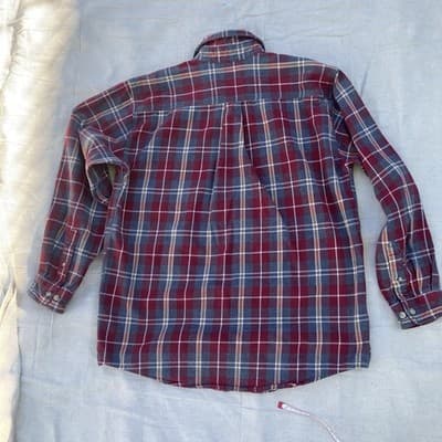 VTG Carhartt Heavy Weight Flannel Button Up Shirt Mens Medium Workwear Grunge - Thumbnail 3