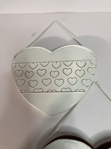Vintage Heart Shaped Wall Pockets Planters Tin/Metal Cottage Country Core 2pc - Thumbnail 13