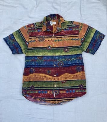 VTG? Territory Ahead Aztex Southwes Geo Button Up Shirt Mens Large Short Sleeve - Thumbnail 17