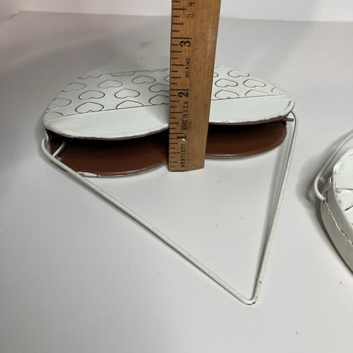 Vintage Heart Shaped Wall Pockets Planters Tin/Metal Cottage Country Core 2pc - Thumbnail 6