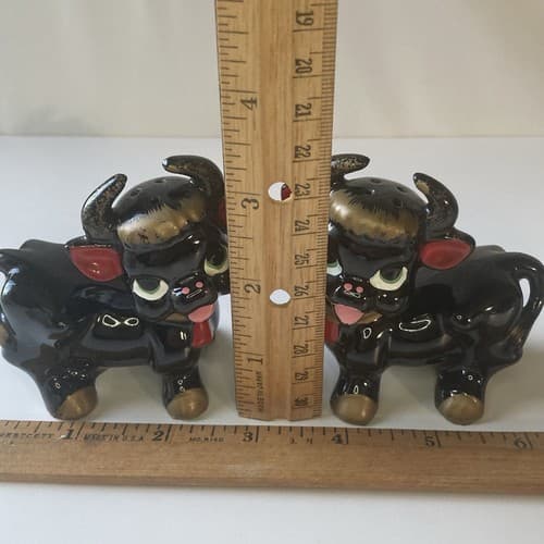 Vintage Anthropomorphic Bulls Cows Redware Salt & Pepper Shakers Japan - Thumbnail 6
