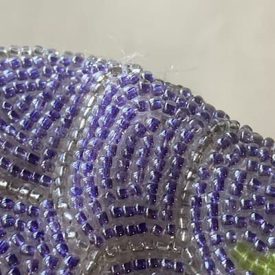 Vintage Beaded Coin Purse Purple Grape Cluster Brunch Kiss Clasp Fruits Kitsch - Thumbnail 6