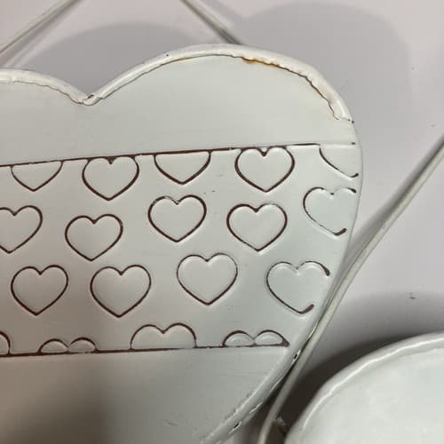 Vintage Heart Shaped Wall Pockets Planters Tin/Metal Cottage Country Core 2pc - Thumbnail 10