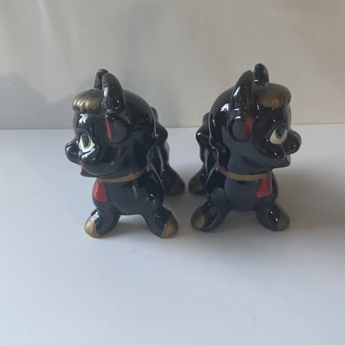 Vintage Anthropomorphic Bulls Cows Redware Salt & Pepper Shakers Japan - Thumbnail 3