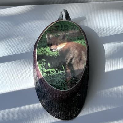 Vintage Yosemite Wood Plaque Hanging Souvenir Wood Slab Fox Print 6.5 Inch - Thumbnail 2