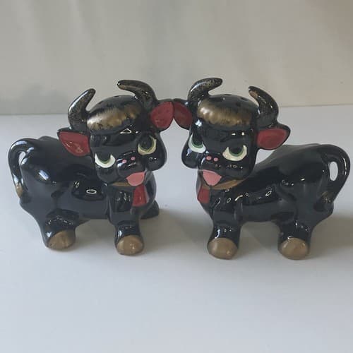 Vintage Anthropomorphic Bulls Cows Redware Salt & Pepper Shakers Japan - Thumbnail 13