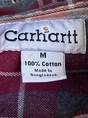 VTG Carhartt Heavy Weight Flannel Button Up Shirt Mens Medium Workwear Grunge - Thumbnail 7
