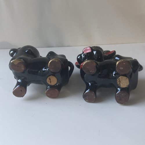 Vintage Anthropomorphic Bulls Cows Redware Salt & Pepper Shakers Japan - Thumbnail 7