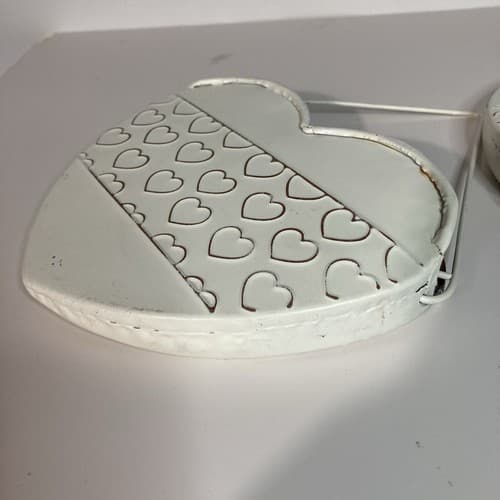 Vintage Heart Shaped Wall Pockets Planters Tin/Metal Cottage Country Core 2pc - Thumbnail 8