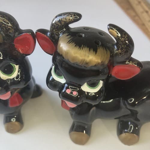Vintage Anthropomorphic Bulls Cows Redware Salt & Pepper Shakers Japan - Thumbnail 17