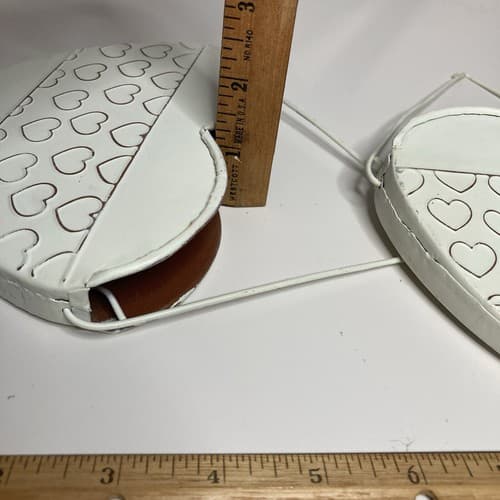 Vintage Heart Shaped Wall Pockets Planters Tin/Metal Cottage Country Core 2pc - Thumbnail 4