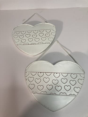 Vintage Heart Shaped Wall Pockets Planters Tin/Metal Cottage Country Core 2pc - Thumbnail 14