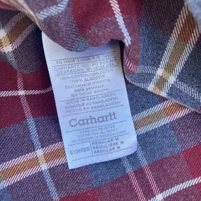 VTG Carhartt Heavy Weight Flannel Button Up Shirt Mens Medium Workwear Grunge - Thumbnail 14