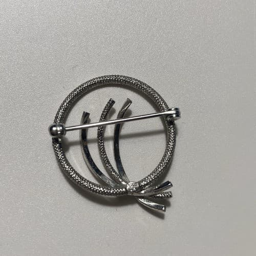 Vintage Sterling Silver 925 Modernist Round Textured Brooch Minimalist MCM - Thumbnail 3