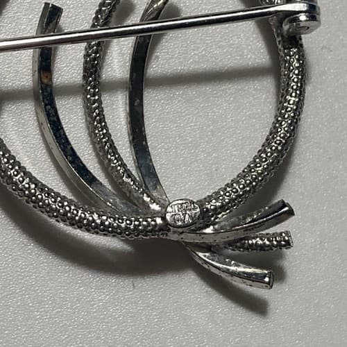 Vintage Sterling Silver 925 Modernist Round Textured Brooch Minimalist MCM - Thumbnail 10