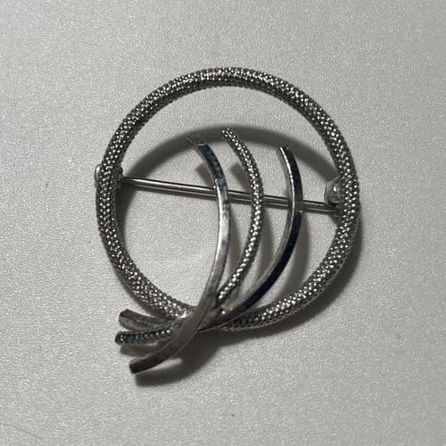 Vintage Sterling Silver 925 Modernist Round Textured Brooch Minimalist MCM - Thumbnail 8