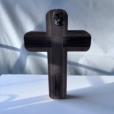 Vintage Solid Wood Hand Made Cross Crucifix Wall Hanging Catholic Christianity - Thumbnail 2