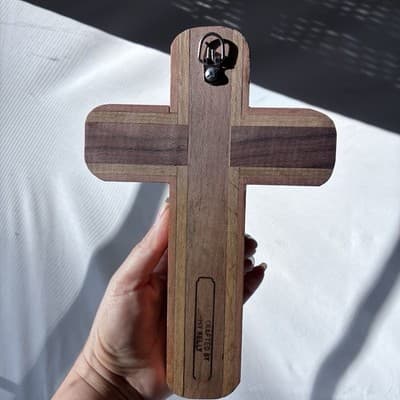 Vintage Solid Wood Hand Made Cross Crucifix Wall Hanging Catholic Christianity - Thumbnail 15