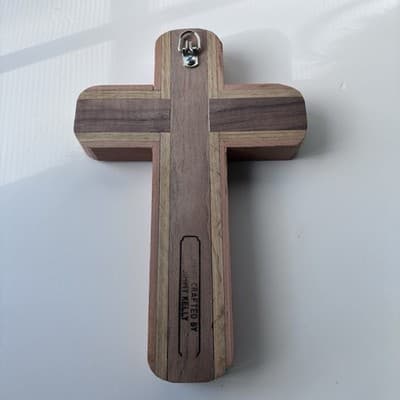 Vintage Solid Wood Hand Made Cross Crucifix Wall Hanging Catholic Christianity - Thumbnail 12