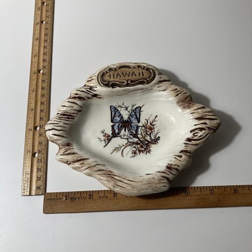 Treasure Craft USA Vintage Ceramic Boho Butterfly Hawaii Ashtray Trinket Dish - Thumbnail 2