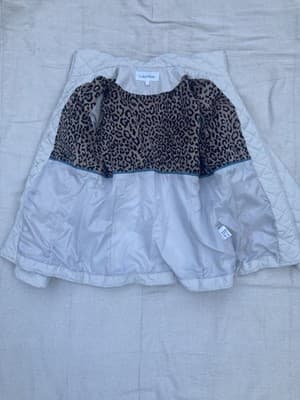 Calvin Klein Womens Quilted Puffer Coat Jacket Beige Leopard Size Small - Thumbnail 7