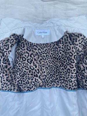 Calvin Klein Womens Quilted Puffer Coat Jacket Beige Leopard Size Small - Thumbnail 8