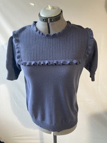Vintage Xhilaration Target Victorian Style Knit Sweater XXL Slate Blue Coquette - Thumbnail 5