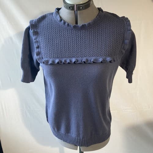 Vintage Xhilaration Target Victorian Style Knit Sweater XXL Slate Blue Coquette - Thumbnail 4