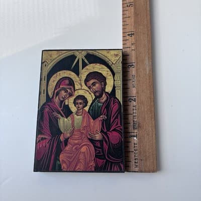 Holy Land Home Blessing Kit Byzantine Icon Cross Candles Sacred Bottles Set - Thumbnail 9