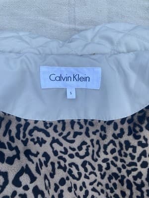 Calvin Klein Womens Quilted Puffer Coat Jacket Beige Leopard Size Small - Thumbnail 9