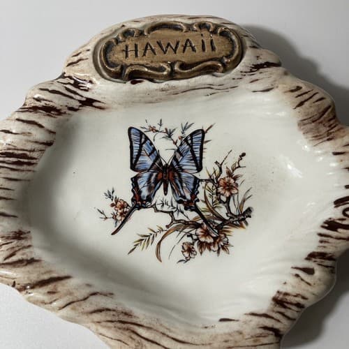 Treasure Craft USA Vintage Ceramic Boho Butterfly Hawaii Ashtray Trinket Dish - Thumbnail 7