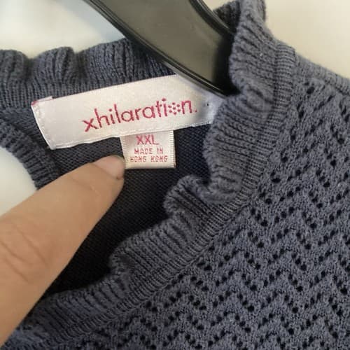Vintage Xhilaration Target Victorian Style Knit Sweater XXL Slate Blue Coquette - Thumbnail 6