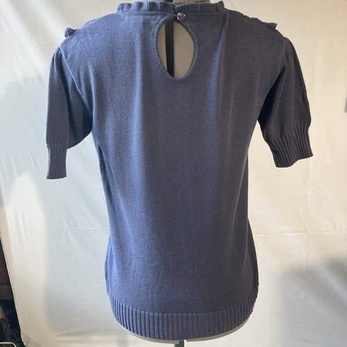 Vintage Xhilaration Target Victorian Style Knit Sweater XXL Slate Blue Coquette - Thumbnail 3