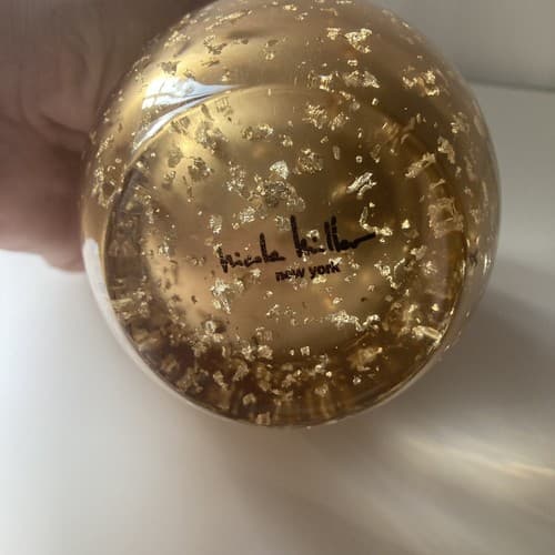 Vintage Nicole Miller Gold Flecks Lucite Votive Holder Cup MCM Style READ DESC! - Thumbnail 5