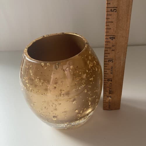 Vintage Nicole Miller Gold Flecks Lucite Votive Holder Cup MCM Style READ DESC! - Thumbnail 3