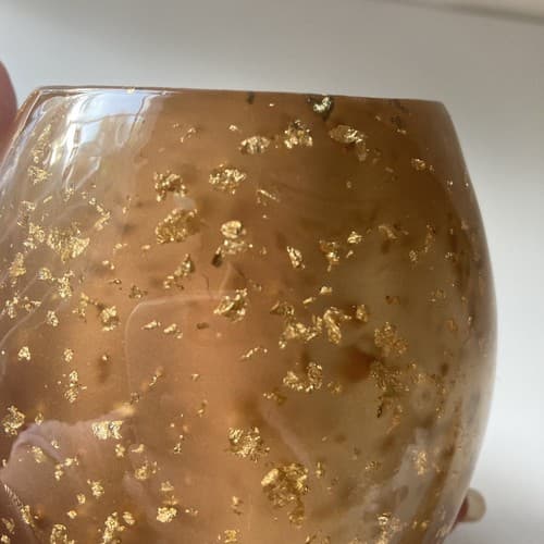 Vintage Nicole Miller Gold Flecks Lucite Votive Holder Cup MCM Style READ DESC! - Thumbnail 7