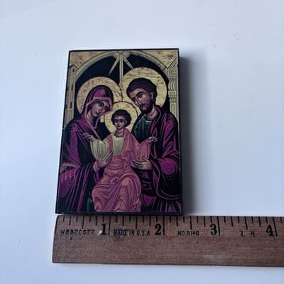 Holy Land Home Blessing Kit Byzantine Icon Cross Candles Sacred Bottles Set - Thumbnail 10