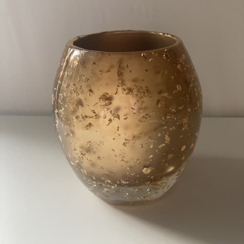 Vintage Nicole Miller Gold Flecks Lucite Votive Holder Cup MCM Style READ DESC! - Thumbnail 8