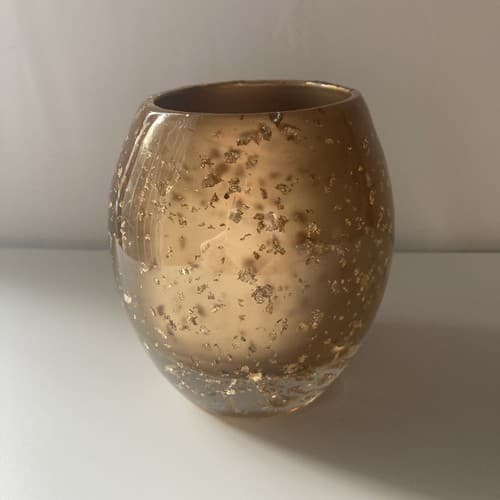 Vintage Nicole Miller Gold Flecks Lucite Votive Holder Cup MCM Style READ DESC! - Thumbnail 9