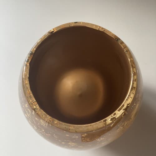 Vintage Nicole Miller Gold Flecks Lucite Votive Holder Cup MCM Style READ DESC! - Thumbnail 2