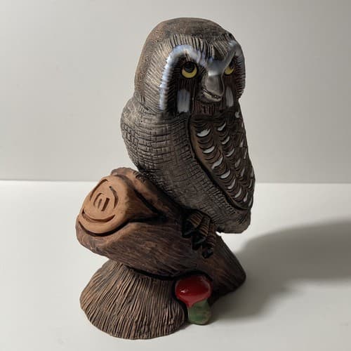 Peruvian Ceramic Owl Handmade Vintage Casals Peru Collectible Owl Figurine - Thumbnail 6