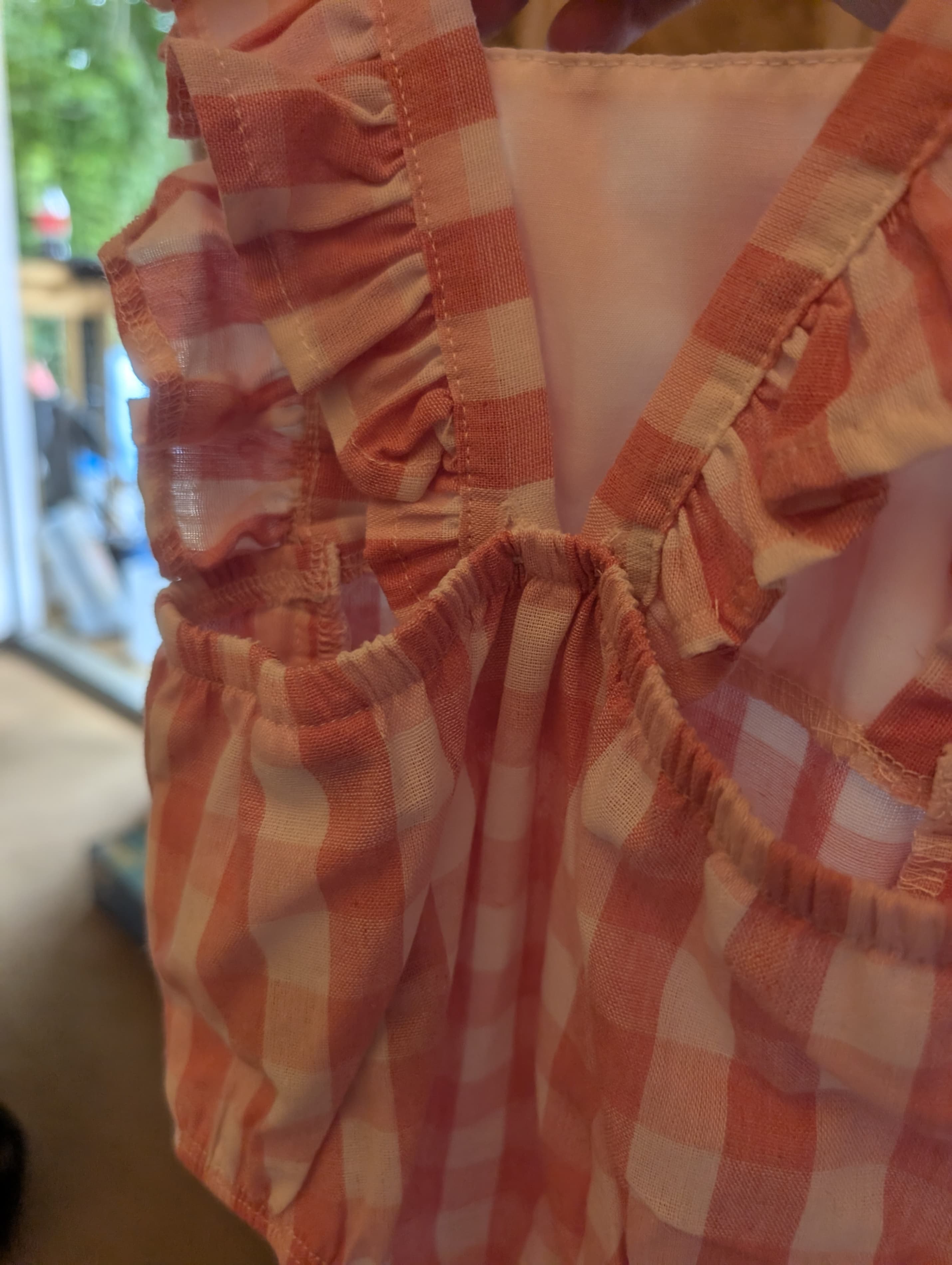 Pink Gingham Ruffle Baby Romper 0-3 Months - Thumbnail 3